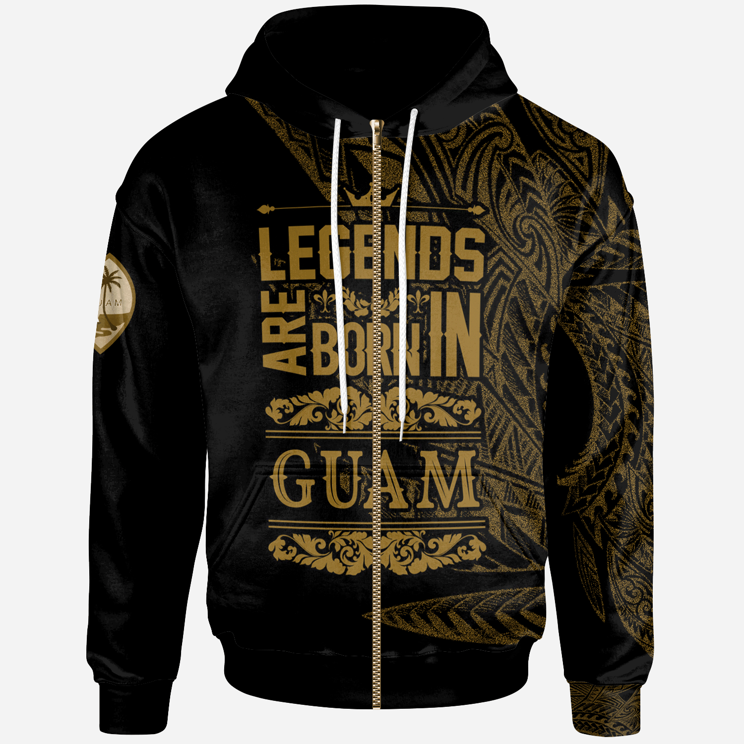Guam Zip Hoodie Legends Are Born In Gold Color Unisex Gold - Polynesian Pride