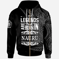Nauru Zip Hoodie Legends Are Born In White Color Unisex White - Polynesian Pride