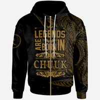 Chuuk State Zip Hoodie Legends Are Born In Gold Color Unisex Gold - Polynesian Pride