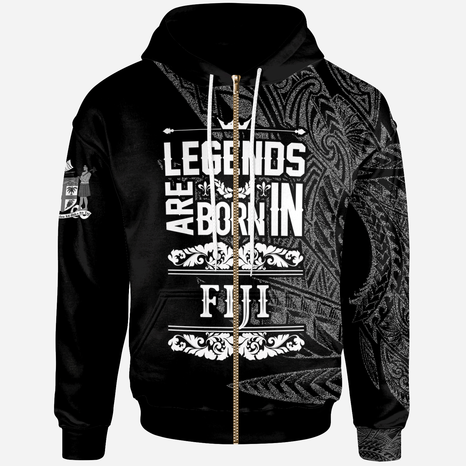 Fiji Zip Hoodie Legends Are Born In White Color Unisex White - Polynesian Pride