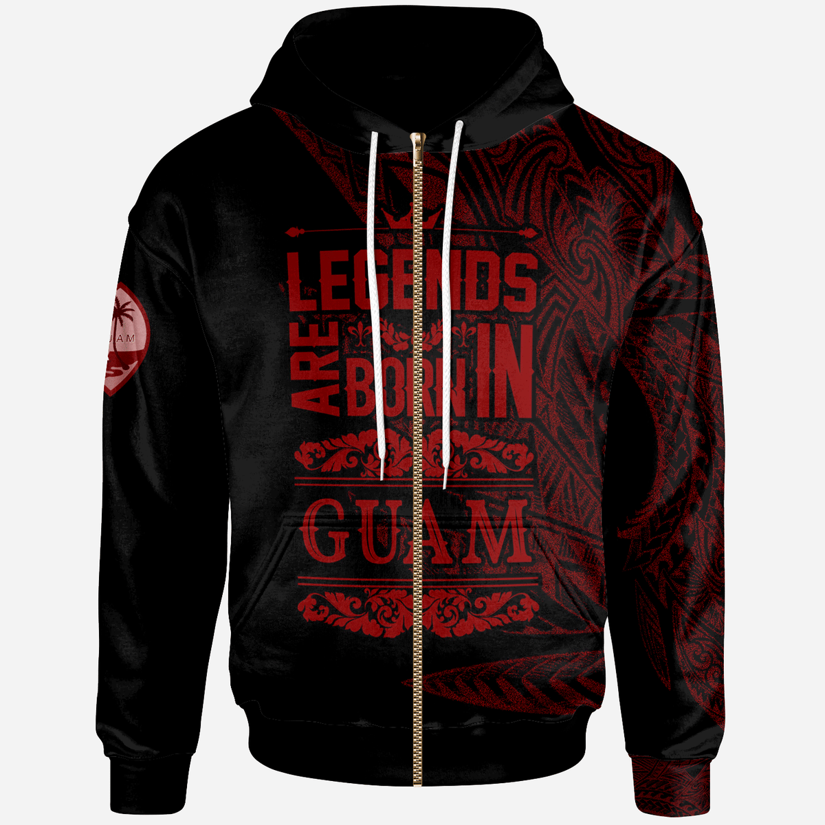 Guam Zip Hoodie Legends Are Born In Red Color Unisex Red - Polynesian Pride