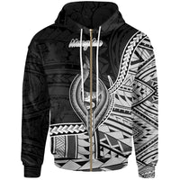Guam Zip Hoodie Mangilao Seal of Guam Polynesian Patterns Unisex Black - Polynesian Pride