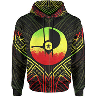 Yap State Zip Hoodie Yap State Seal Reggae Tribal Patterns Unisex Black - Polynesian Pride