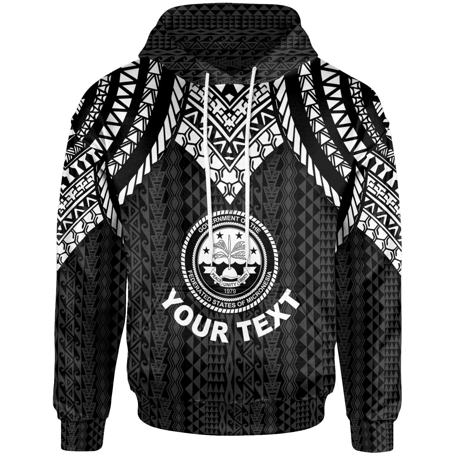 Federated States of Micronesia Custom Hoodie Polynesian Armor Style Black Unisex Black - Polynesian Pride