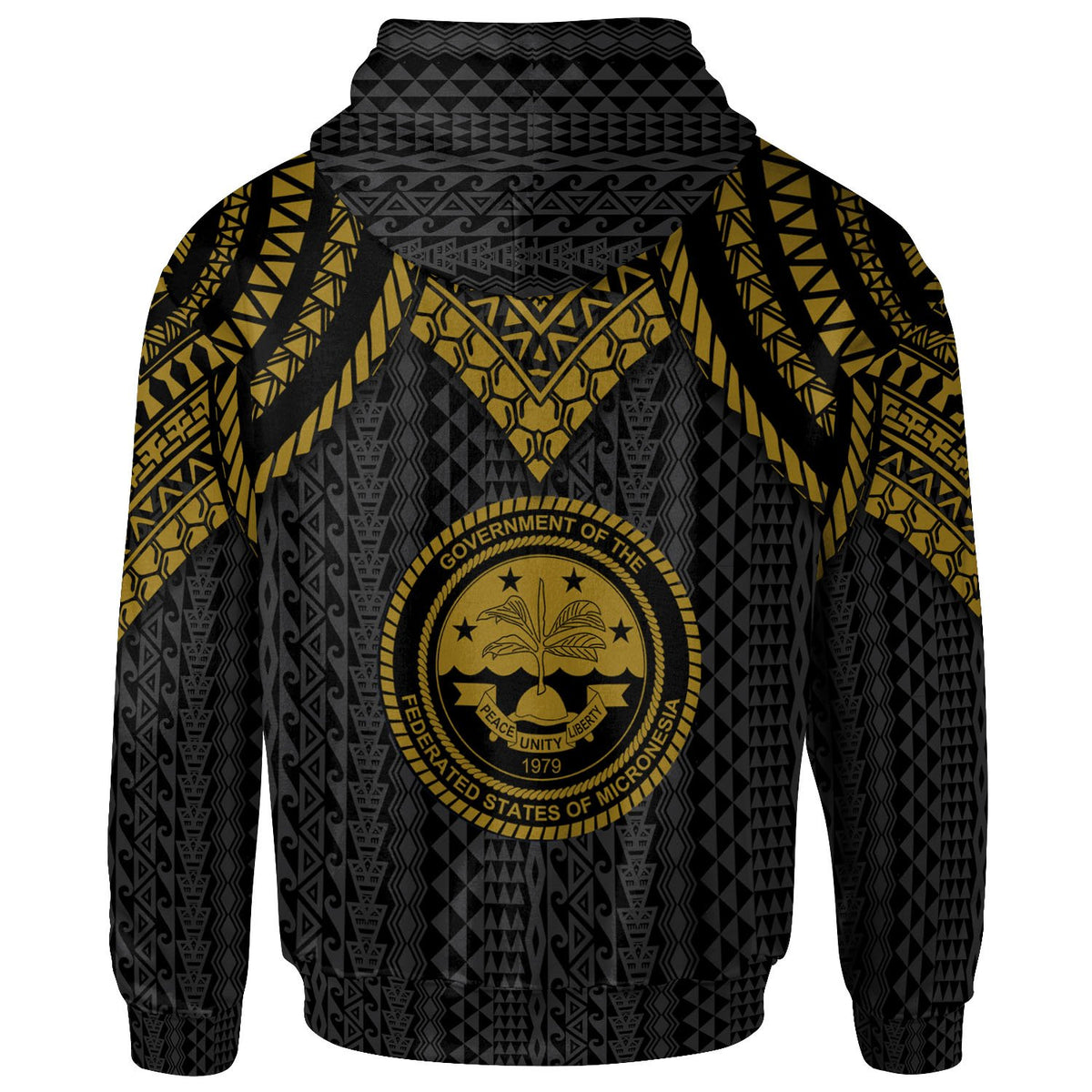 Federated States of Micronesia Custom Hoodie Polynesian Armor Style Gold - Polynesian Pride