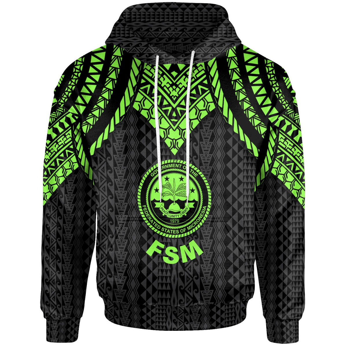 Federated States of Micronesia Hoodie Polynesian Armor Style Green Unisex Green - Polynesian Pride