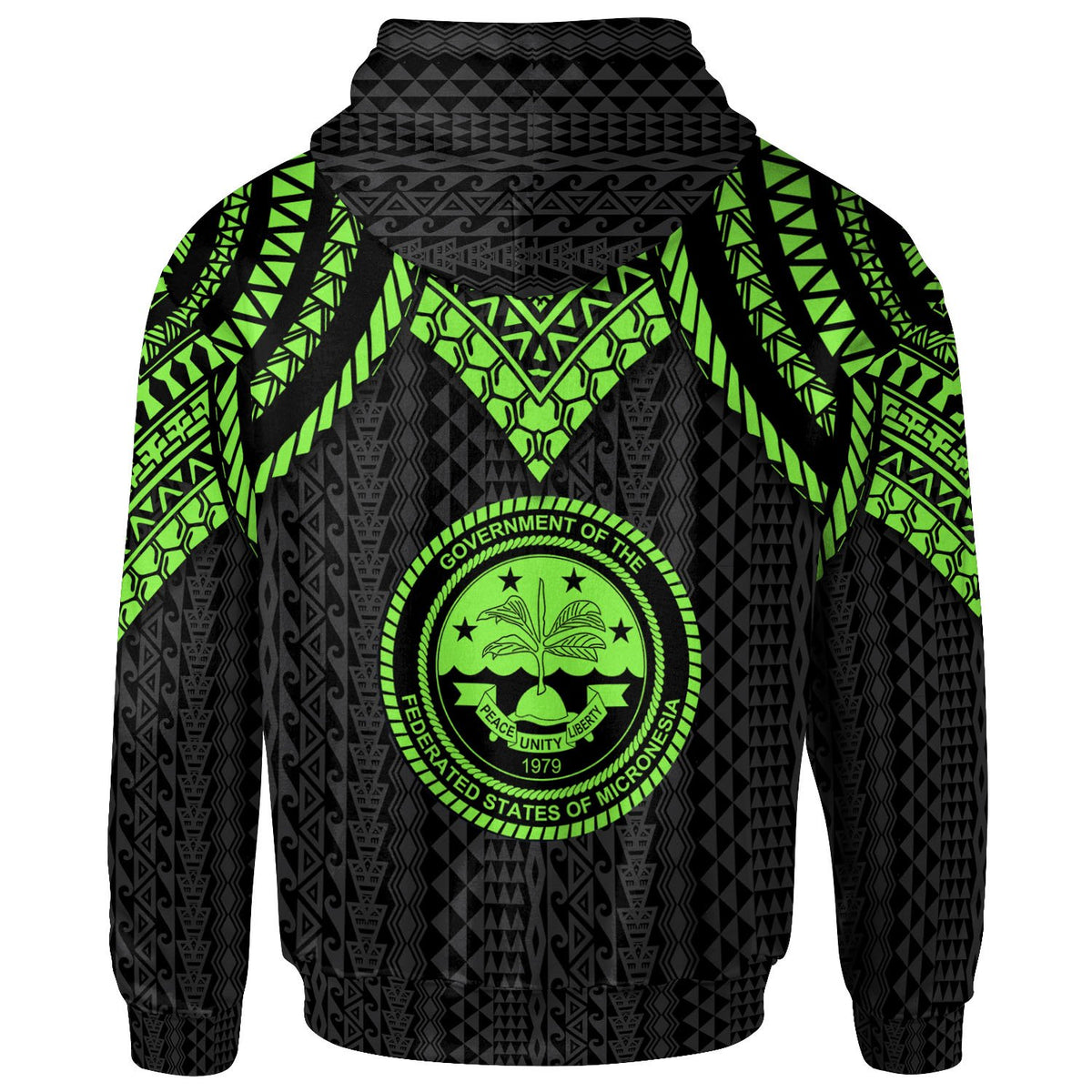 Federated States of Micronesia Hoodie Polynesian Armor Style Green - Polynesian Pride