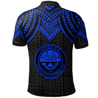 Federated States of Micronesia Custom Polo Shirt Polynesian Armor Style Blue - Polynesian Pride