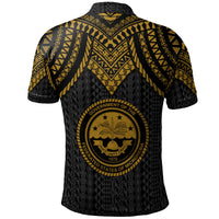 Federated States of Micronesia Custom Polo Shirt Polynesian Armor Style Gold - Polynesian Pride