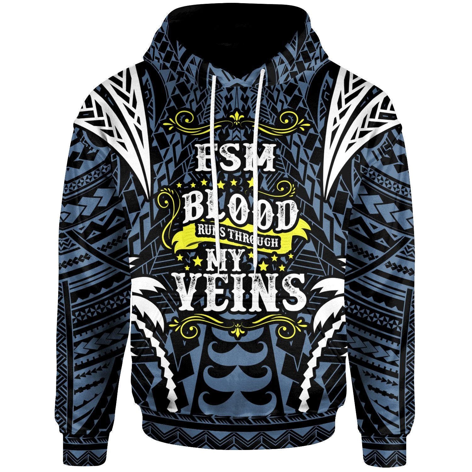 Federated States of Micronesia Hoodie Blood Runs Through My Veins Style Flag Unisex Blue - Polynesian Pride