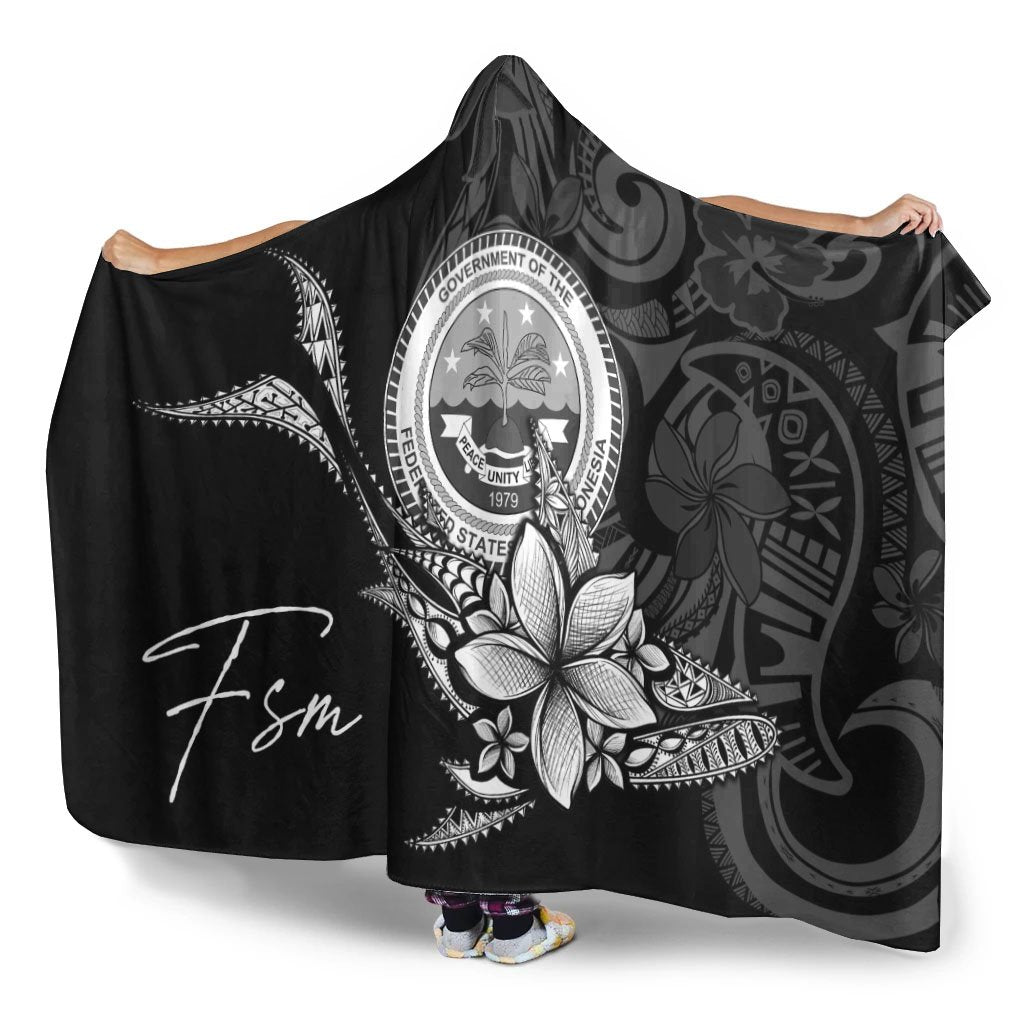 Federated States of Micronesia Hooded Blanket - Fish With Plumeria Flowers Style - Polynesian Pride