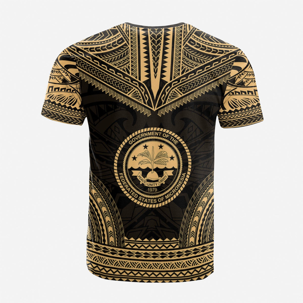 Federated States of Micronesia Custom T Shirt F S M Seal Polynesian Chief Tattoo Gold Version Unisex Gold - Polynesian Pride
