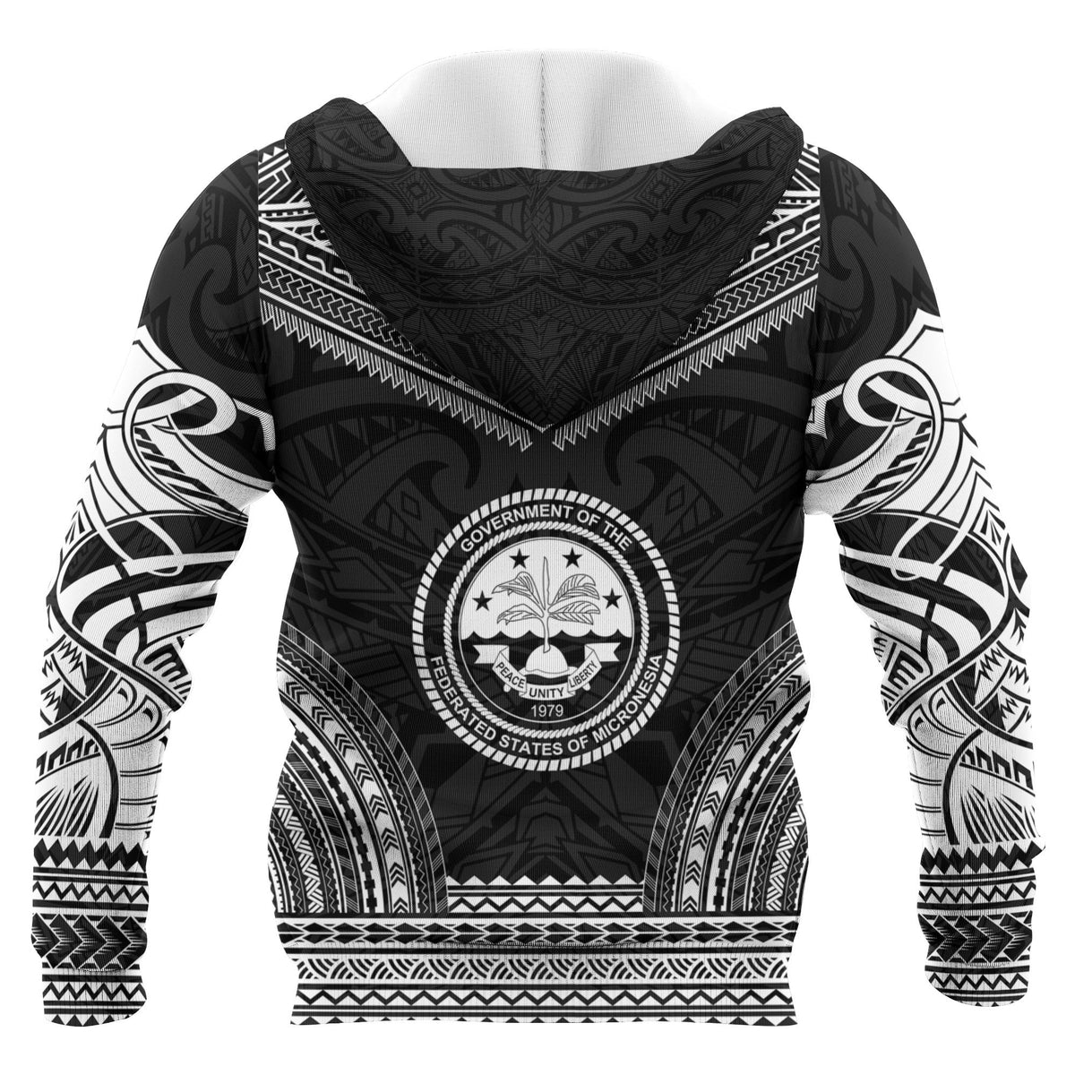 Federated States of Micronesia Polynesian Chief Custom Zip up Hoodie Black Version Unisex Black - Polynesian Pride