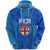 (Custom Text and Number) Blue Hoodie Fiji Rugby Polynesian Waves Style Unisex Blue - Polynesian Pride