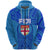(Custom Text and Number) Blue Zip Hoodie Fiji Rugby Polynesian Waves Style Unisex Blue - Polynesian Pride