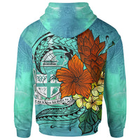 Fiji Zip Hoodie Tropical Flowers Style - Polynesian Pride