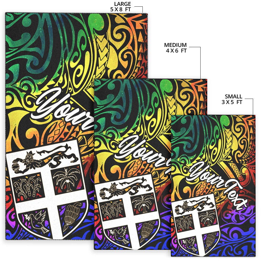 Fiji Custom Personalised Area Rug - Rainbow Polynesian Pattern - Polynesian Pride
