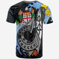 Fiji Custom T Shirt Fish Hooks and Wave - Polynesian Pride