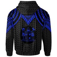 Fiji Custom Zip up Hoodie Polynesian Armor Style Blue - Polynesian Pride