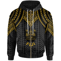 Fiji Zip up Hoodie Polynesian Armor Style Gold Unisex Gold - Polynesian Pride