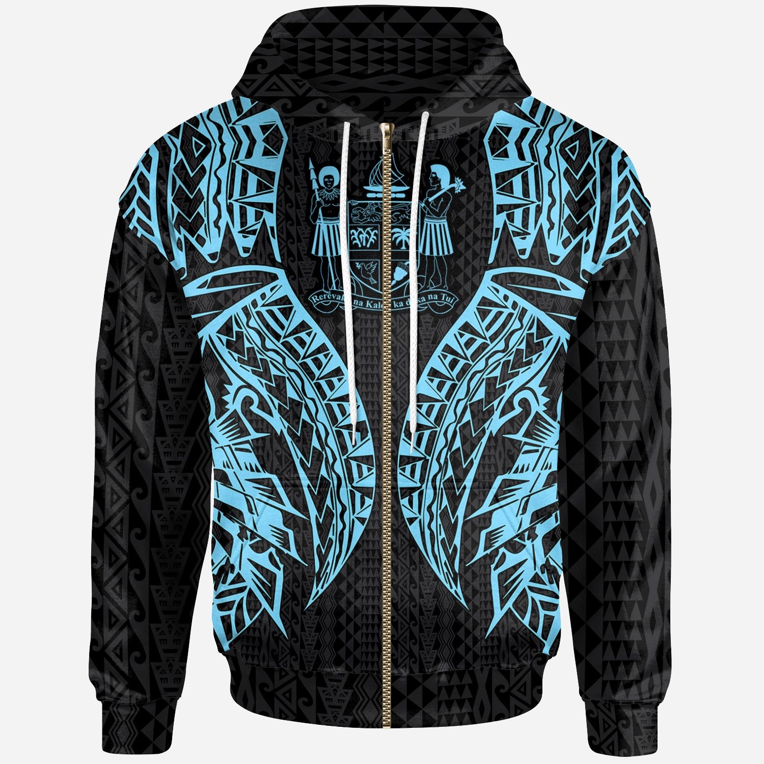Fiji Zip up Hoodie Polynesian Lion Head Neon Style Unisex Neon - Polynesian Pride