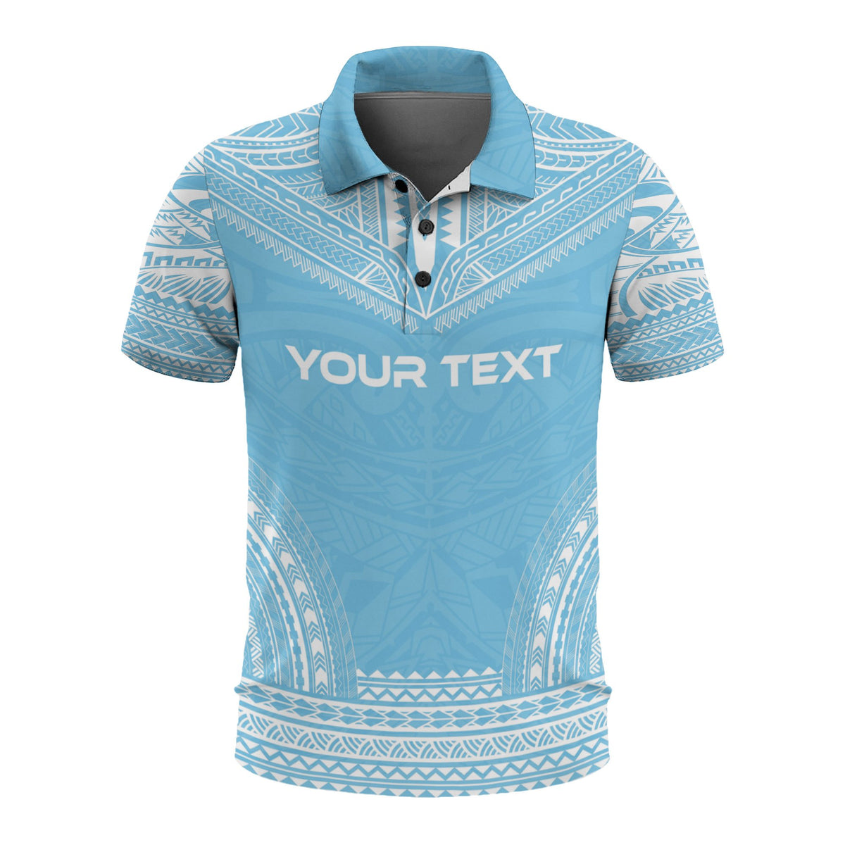 Fiji Custom Polo Shirt Viti Coat Of Arms Polynesian Chief Tattoo Blue Version Unisex Blue - Polynesian Pride