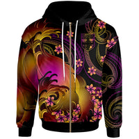 Fiji Zip up Hoodie Fiji in wave Unisex Black - Polynesian Pride
