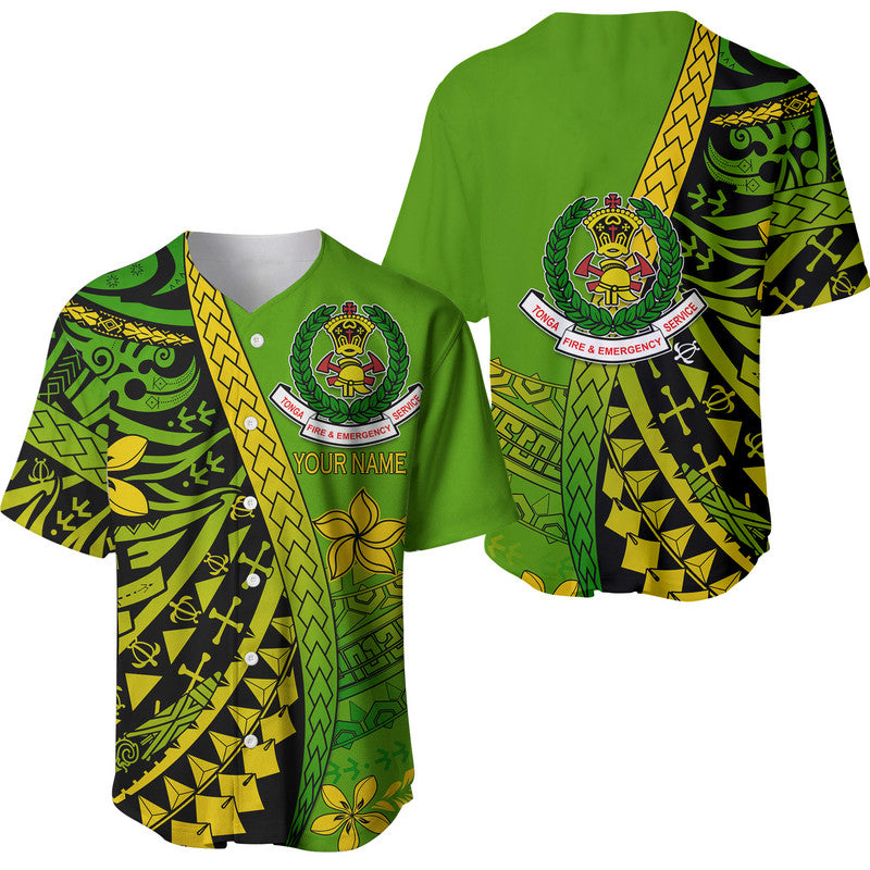 (Custom Personalised) Tonga Fire And Emergency Services Baseball Jersey Polynesian Minimalist Style LT9 Green - Polynesian Pride