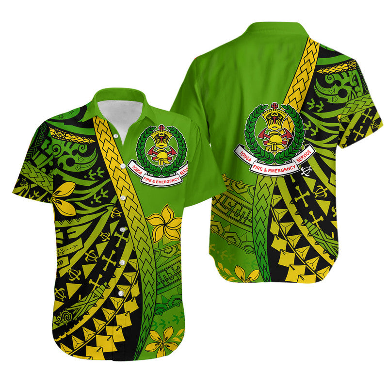 Tonga Fire And Emergency Services Hawaiian Shirt Polynesian Minimalist Style LT9 Unisex Green - Polynesian Pride