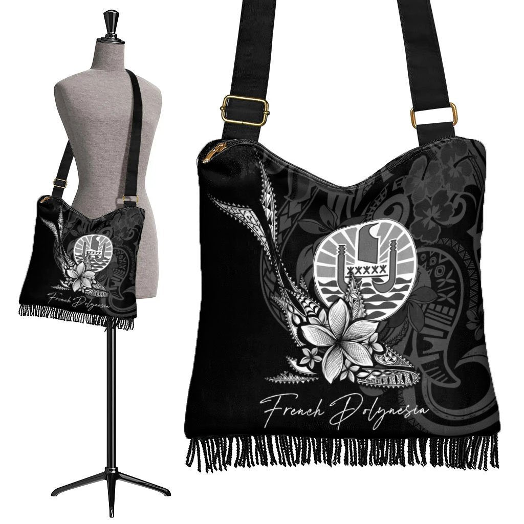 French Polynesia Boho Handbag - Fish With Plumeria Flowers Style - Polynesian Pride