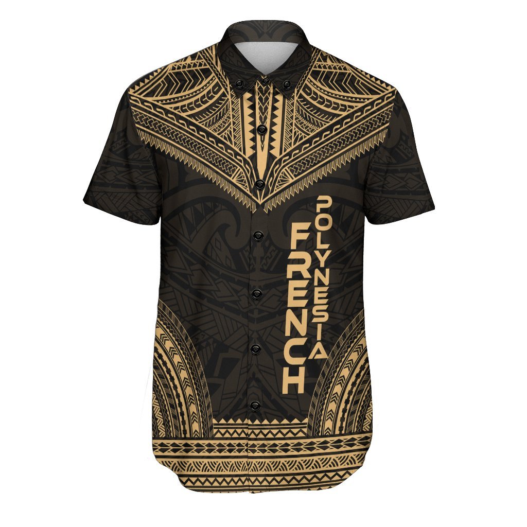 French Polynesia Polynesian Chief Shirt - Gold Version Men Gold - Polynesian Pride