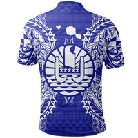 French Polynesian Polo Shirt French Polynesian Coat Of Arms Map Polynesian Tattoo Blue - Polynesian Pride