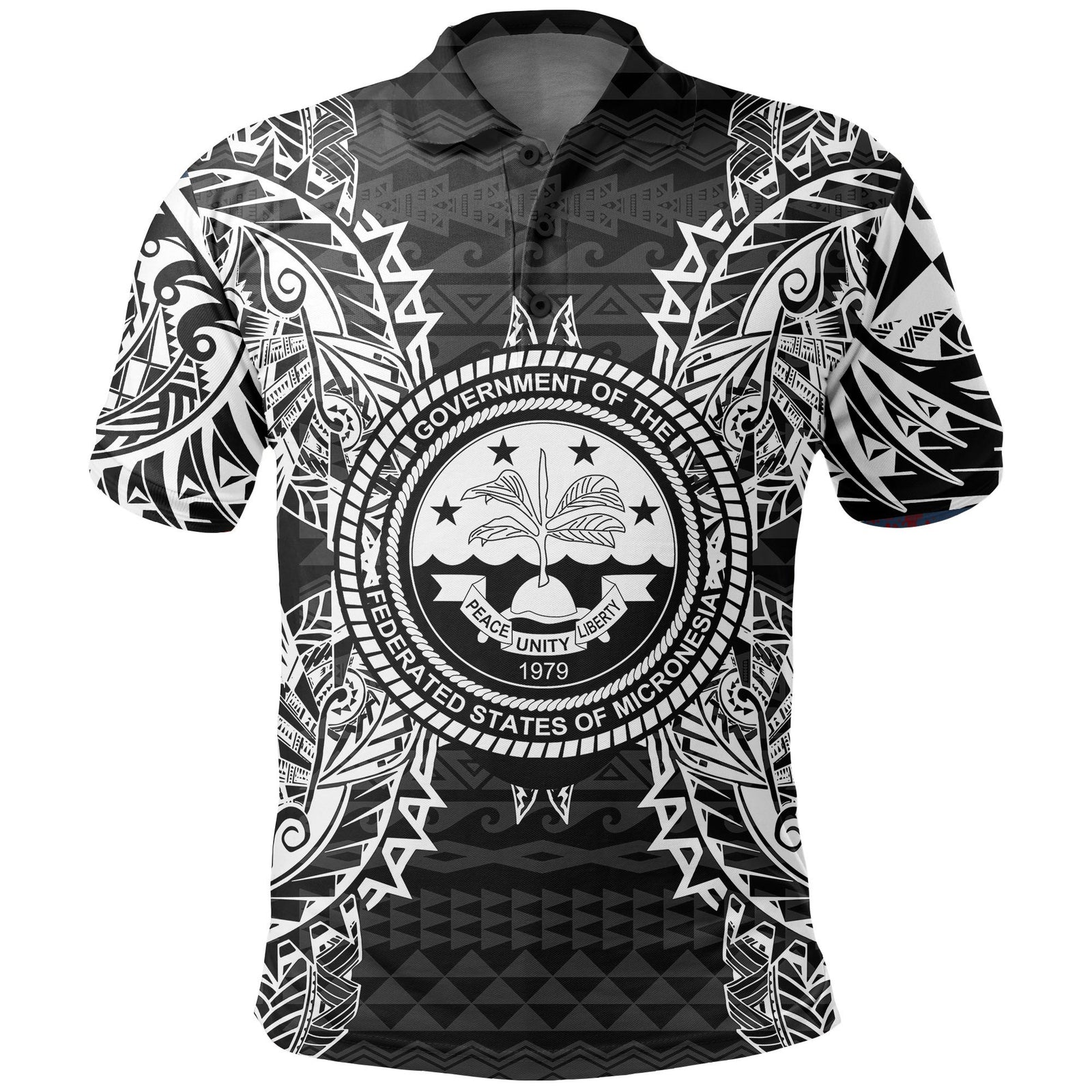 Federated States of Micronesian Polo Shirt Federated States of Micronesian Seal Map Polynesian Tattoo Black Unisex Black - Polynesian Pride