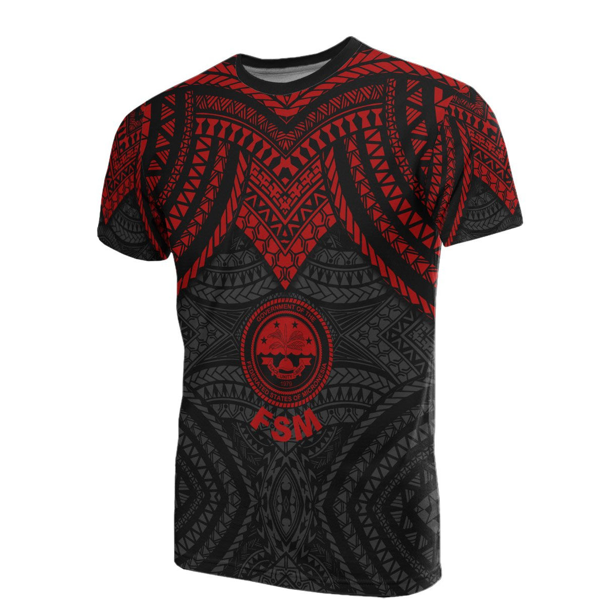 Federated States of Micronesia T Shirt Micronesian Pattern Red Armor Style Unisex Red - Polynesian Pride