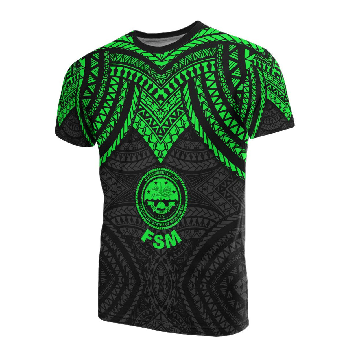 Federated States of Micronesia T Shirt Micronesian Pattern Green Armor Style Unisex Green - Polynesian Pride