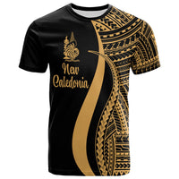 New Caledonia T Shirt Gold Polynesian Tentacle Tribal Pattern Unisex Gold - Polynesian Pride