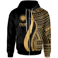 Northern Mariana Islands Zip up Hoodie Gold Tentacle Tribal Pattern Unisex Gold - Polynesian Pride