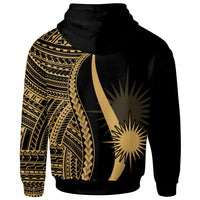 Marshall Islands Custom Hoodie Gold Tentacle Tribal Pattern - Polynesian Pride