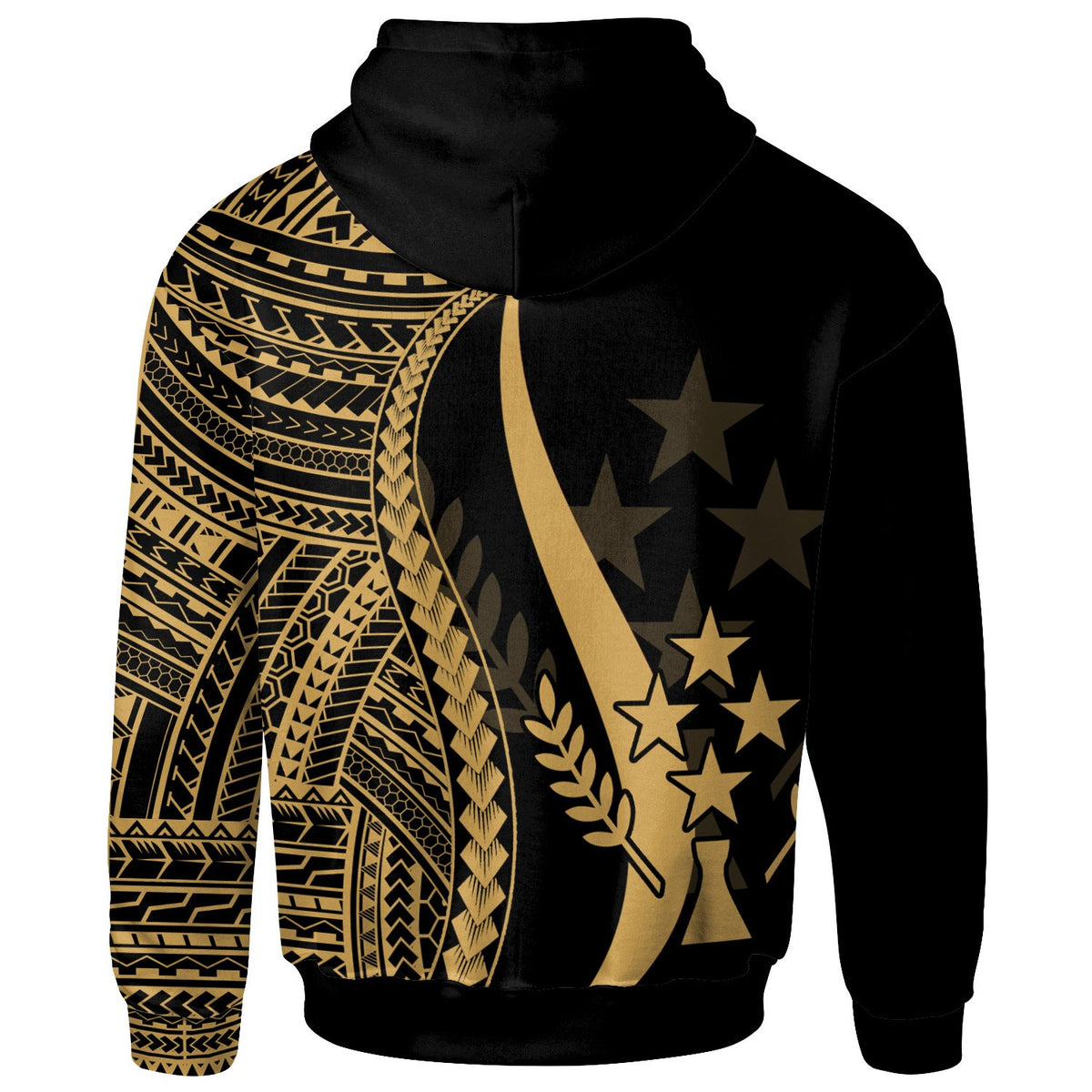 Kosrae Hoodie Gold Tentacle Tribal Pattern - Polynesian Pride