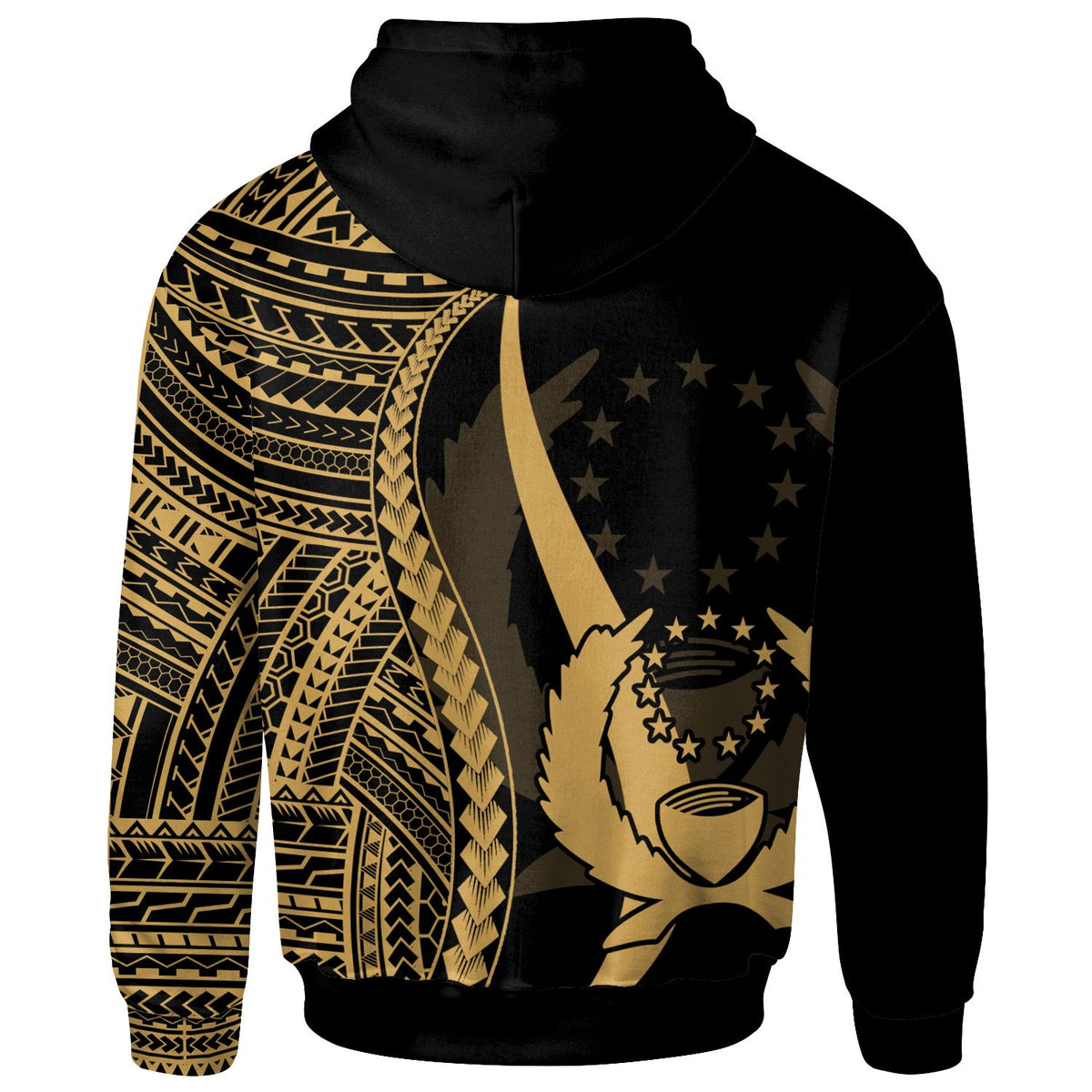 Pohnpei Zip up Hoodie Gold Tentacle Tribal Pattern - Polynesian Pride