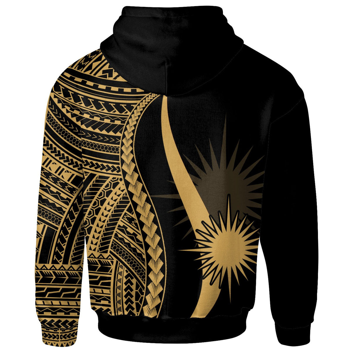 Marshall Islands Custom Zip up Hoodie Gold Tentacle Tribal Pattern - Polynesian Pride