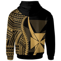 Wallis and Futuna Hoodie Gold Tentacle Tribal Pattern - Polynesian Pride