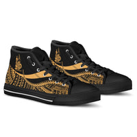 New Caledonia High Top Shoes Gold - Polynesian Tentacle Tribal Pattern Crest - Polynesian Pride