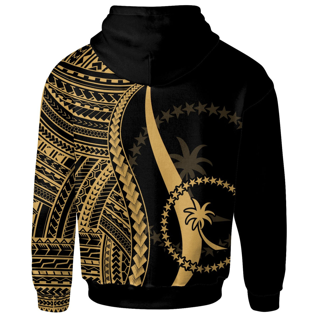 Chuuk Custom Zip up Hoodie Gold Tentacle Tribal Pattern - Polynesian Pride