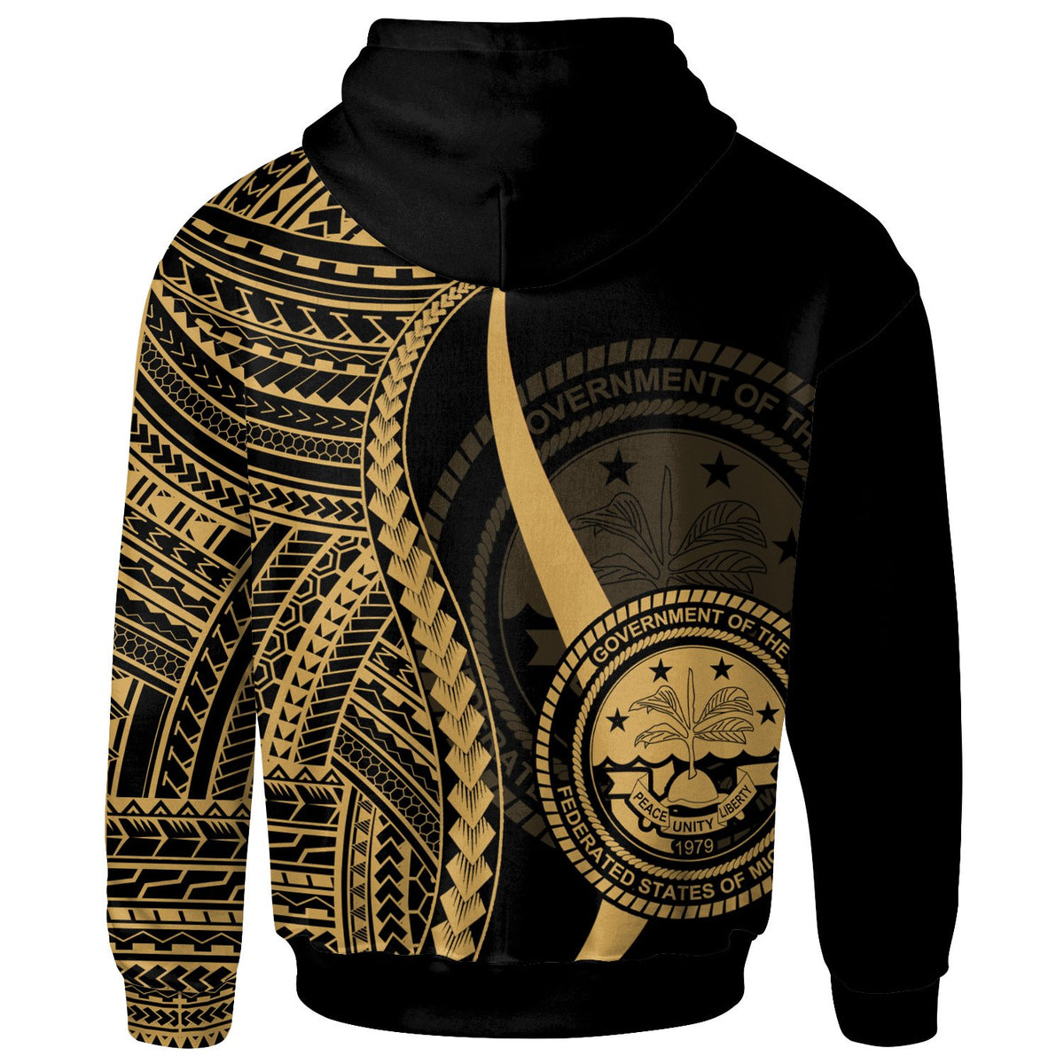 Federated States of Micronesia Zip up Hoodie Gold Tentacle Tribal Pattern - Polynesian Pride