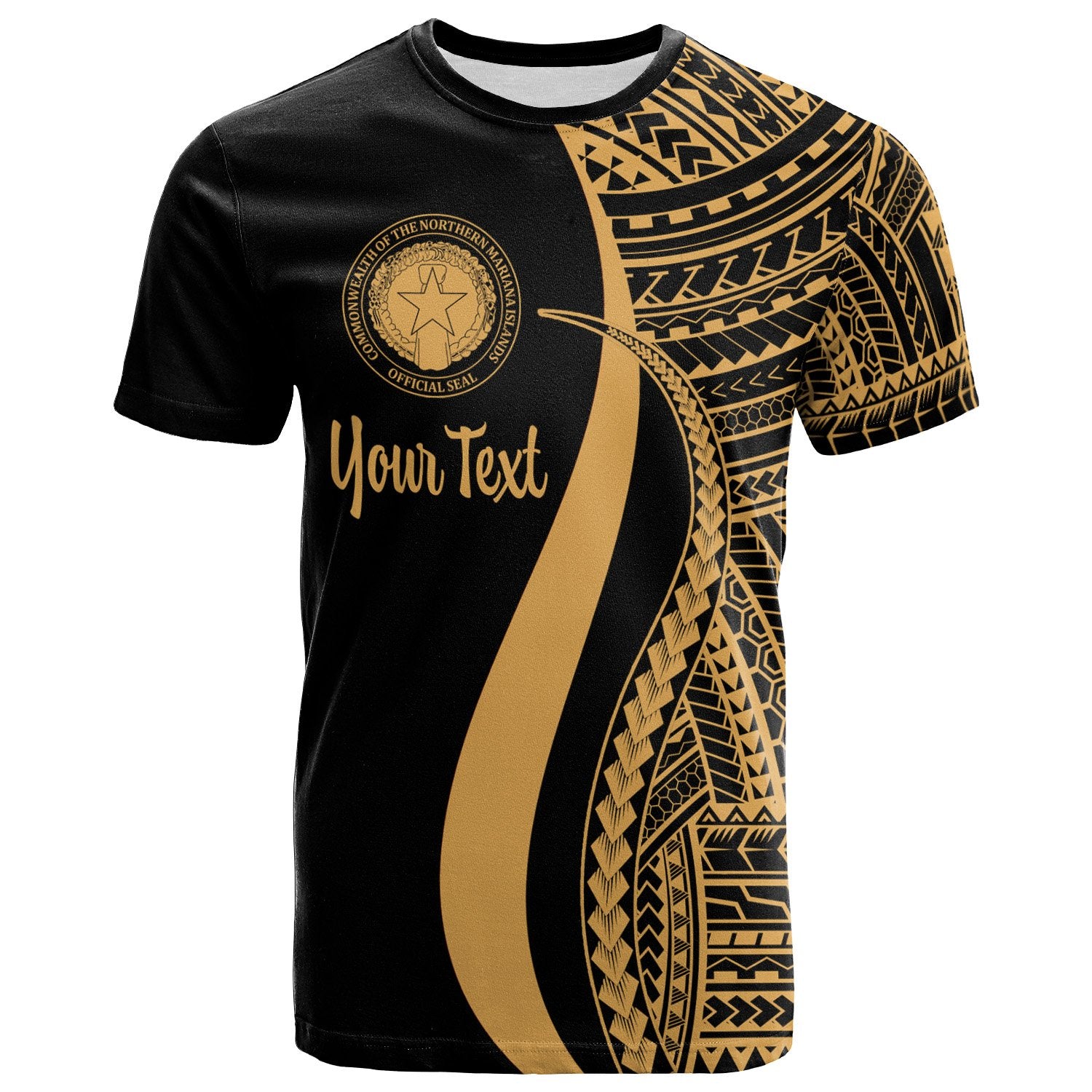 Northern Mariana Islands Custom T Shirt Reggae Polynesian Tentacle Tribal Pattern Unisex Gold - Polynesian Pride
