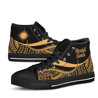 Marshall Islands High Top Shoes Gold - Polynesian Tentacle Tribal Pattern - Polynesian Pride