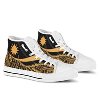 Nauru High Top Shoes Gold - Polynesian Tentacle Tribal Pattern Unisex White - Polynesian Pride