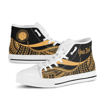 Northern Mariana Islands Custom Personalised High Top Shoes Gold - Polynesian Tentacle Tribal Pattern - Polynesian Pride