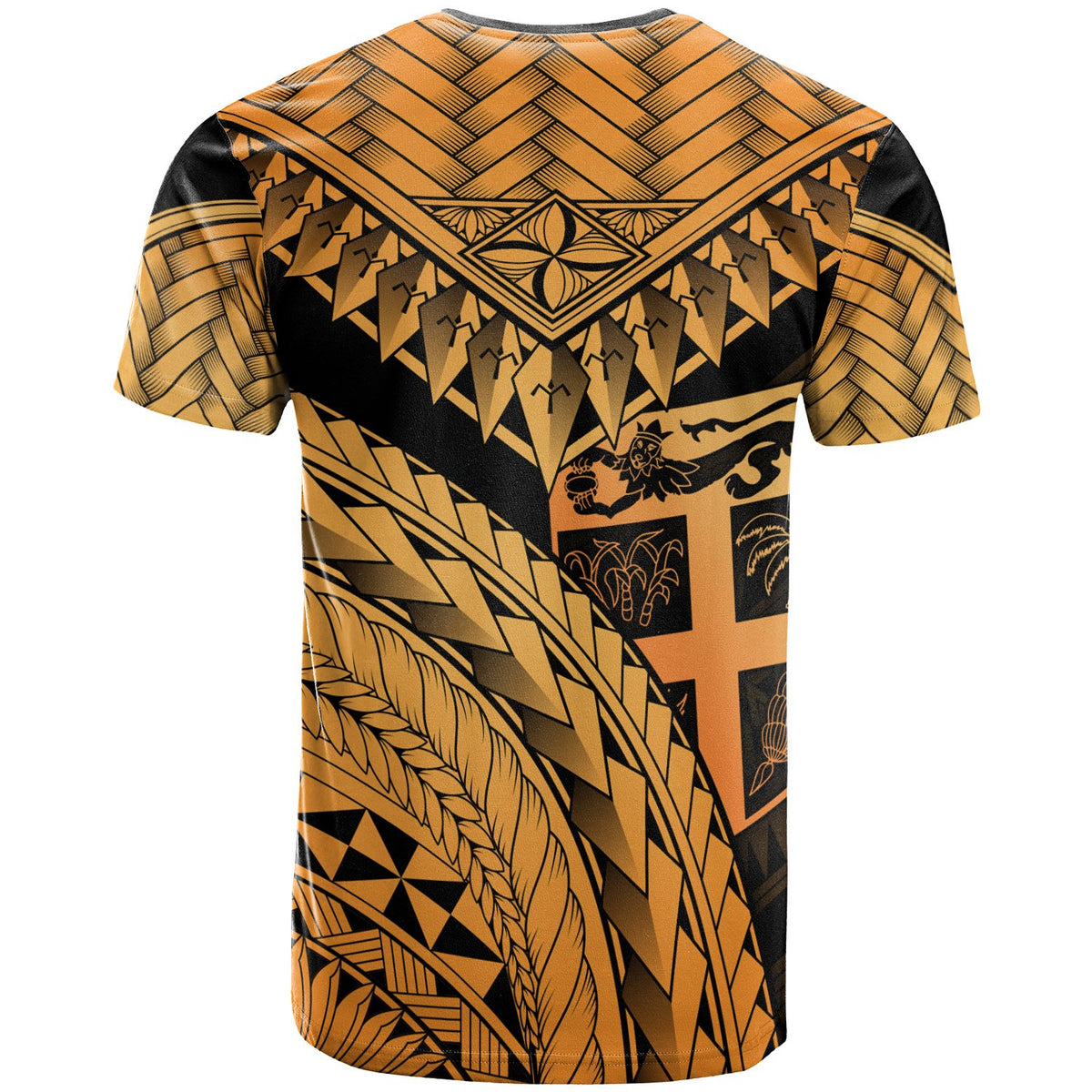 Fiji Custom T Shirt Gold Polynesian Necklace and Lauhala - Polynesian Pride